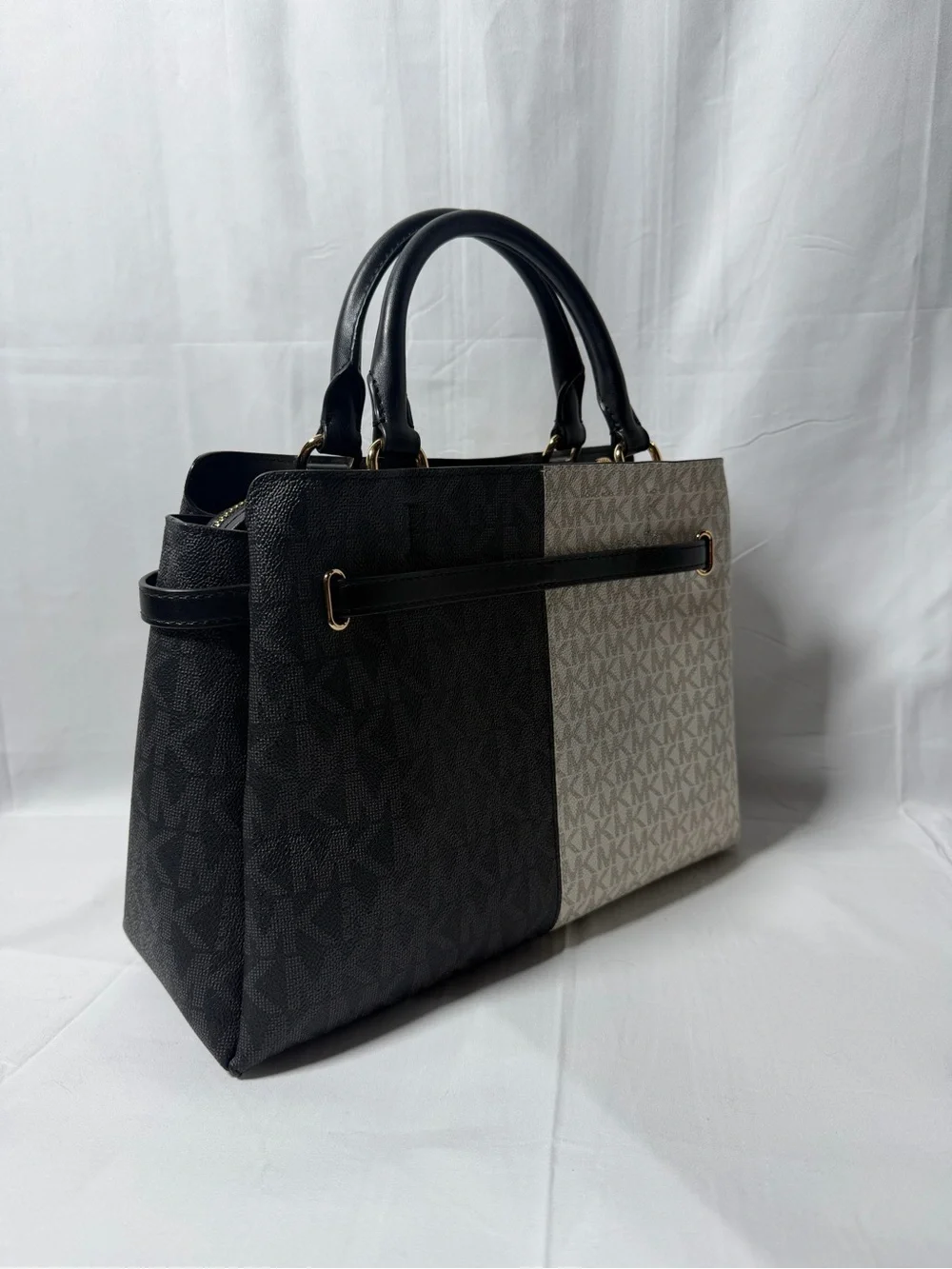 Michael Kors Black & Cream Signature Two-Tone Satchel